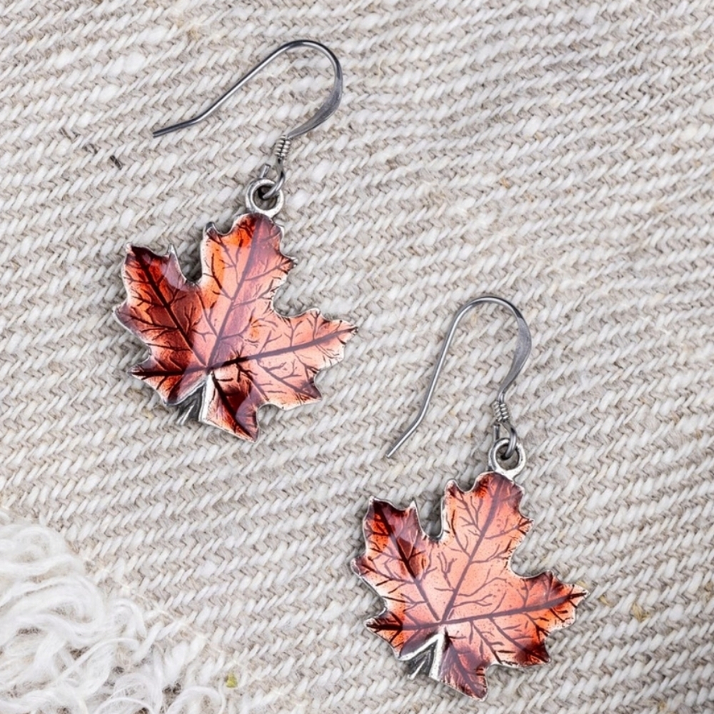 Danforth Pewter Maple Leaf Autumn Earrings